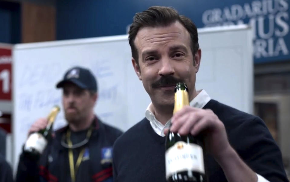 In this screengrab released on April 4, 2021, Jason Sudeikis performs as 