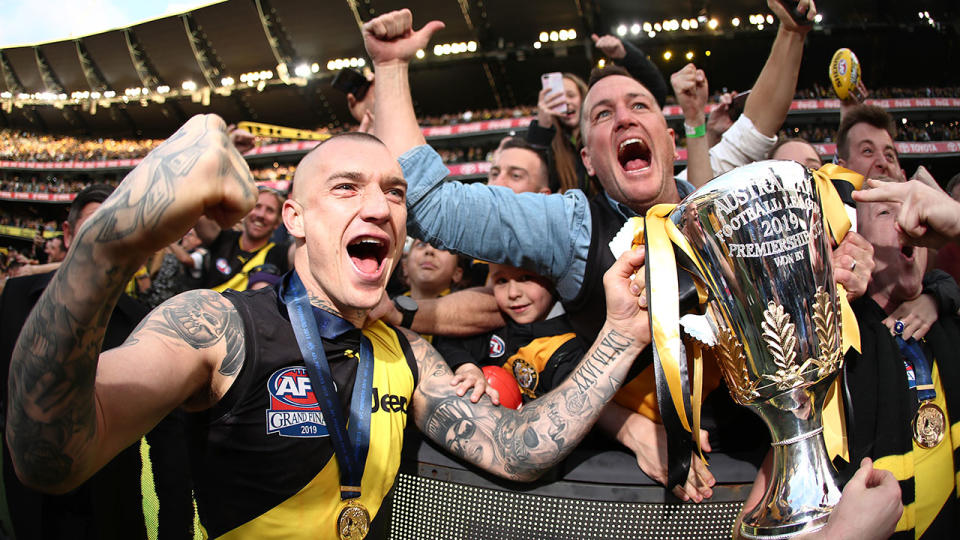 Seen here, Dustin Martin from Richmond's 2019 premiership winning side.