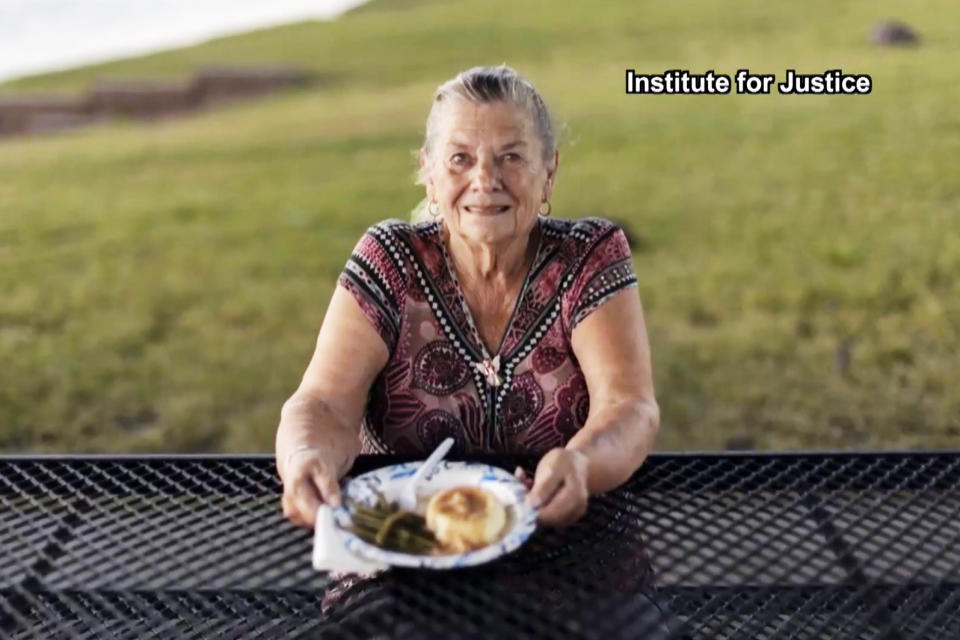 Police arrested Norma Thornton, 78, a retired restaurant owner from of Bullhead City, Ariz., on March 8 after she shared food with homeless people in a public park. (Institute for Justice  / via KSNV)