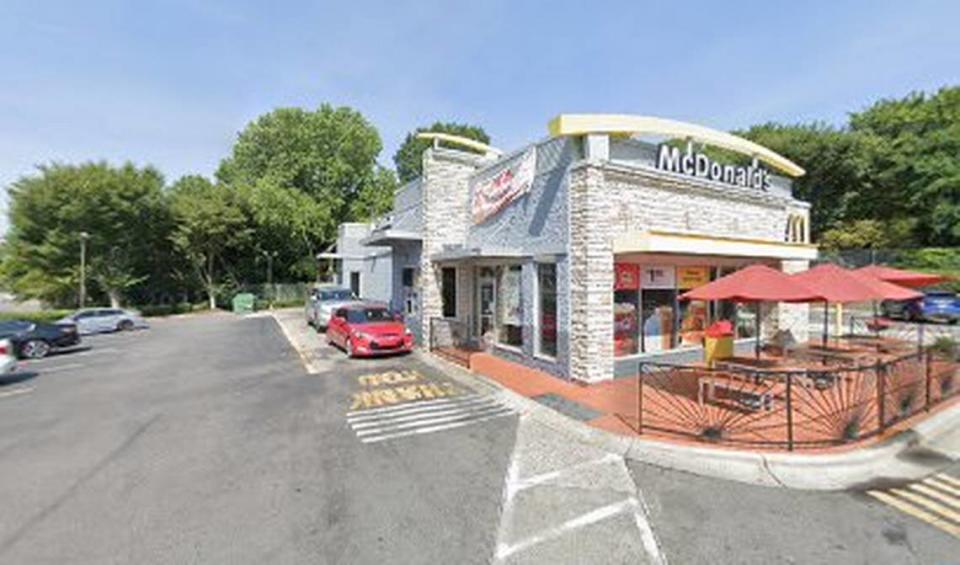 A person was shot outside of this McDonald’s in Charlotte late Friday, Feb. 9, 2024, and was hospitalized with life-threatening injuries, Medic said. Street View image from June 2022. © 2024 Google