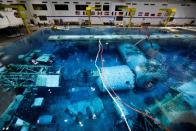 A view of the NASA's Neutral Buoyancy Laboratory (NBL) training facility is shown near the Johnson Space Center in Houston
