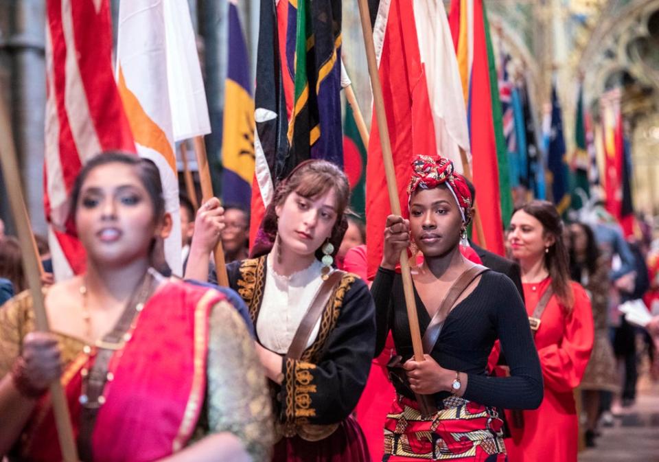 Flag bearers will feature at the Commonwealth Day service. Richard Pohle/The Times (PA Archive)