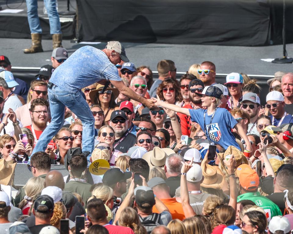 Country music icon and six-time Grammy Award nominee Kenny Chesney performs following Saturday’s Hy-Vee IndyCar race at the Iowa Speedway in Newton.