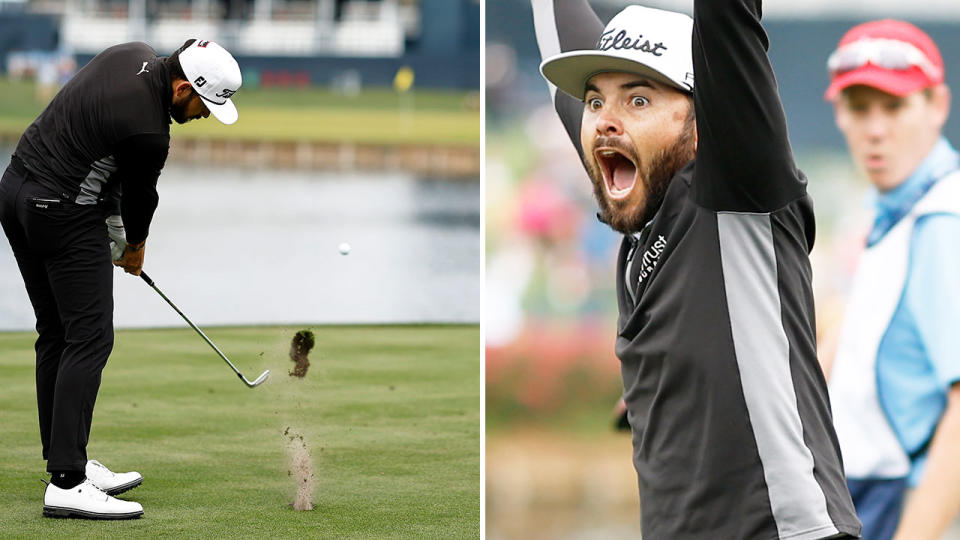 Pictured here, Hayden Buckley celebrated his hole-in-one on the signature Island Green 17th at The Players Championship. 