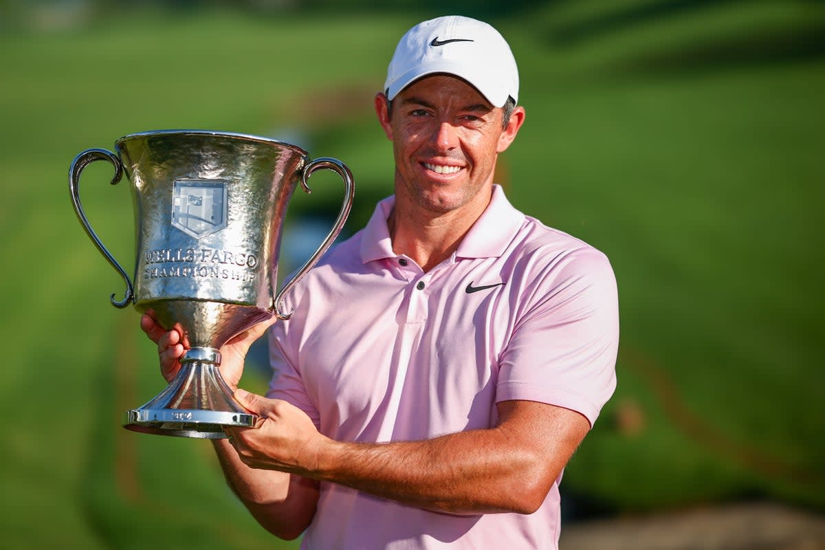 Winner: Rory McIlroy triumphed at the Wells Fargo Championship for the fourth time on Sunday (Getty Images)