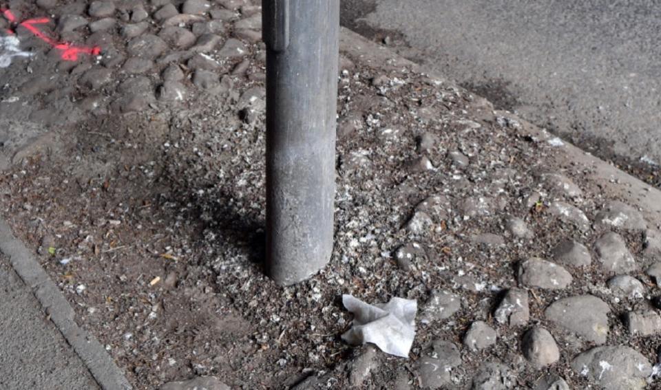 Bradford Telegraph and Argus: Some of the pigeon guano found at the underpass