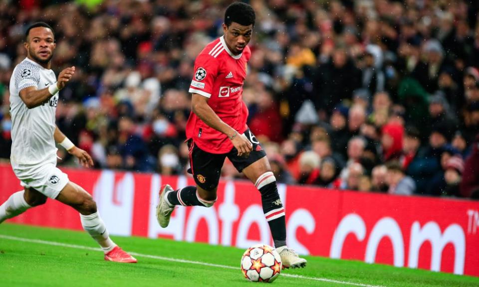 Amad Diallo on the ball for Manchester United