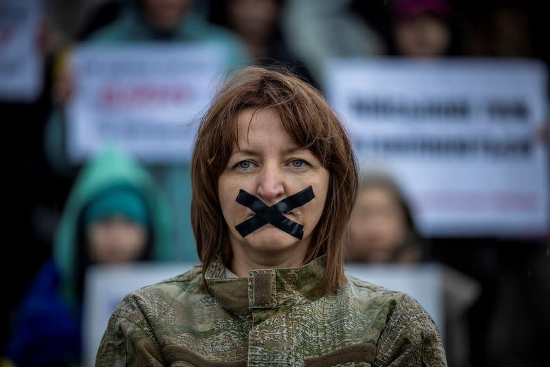 Protest calling for an end to open-ended military service in Kyiv