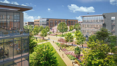 An artist's rendition shows Walmart's new corporate headquarters in Bentonville, Arkansas, U.S., in this image released on May 17, 2019. Courtesy Walmart/Handout via REUTERS