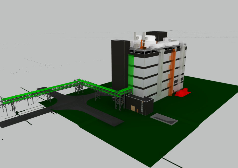 A 3-D rendering of Evonik's lipid production facility in Lafayette, Ind.