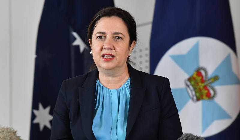 Queensland Premier Annastacia Palaszczuk is seen during a press conference in Brisbane.