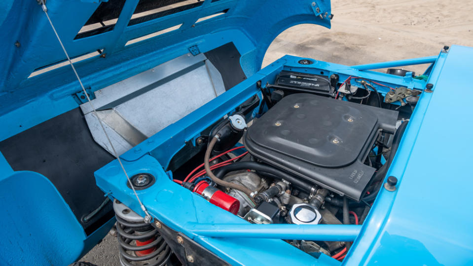 The 2,161-pound car’s transverse-mounted, 2.4-liter Ferrari Dino V-6 engine. - Credit: Photo by Jessica Lynn Walker, courtesy of Stratas Auctions.