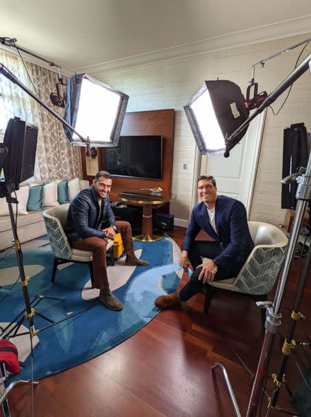 PHOTO: Sam Asghari poses for a photo with ABC News' Will Reeve. (ABC News)