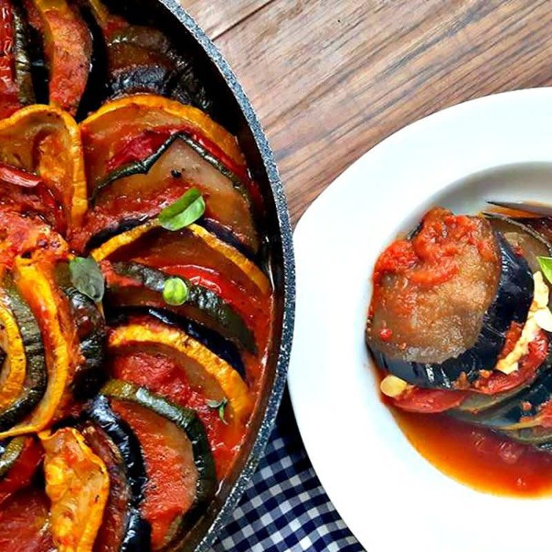 <p>Canadian Cooking Adventures</p><p>I just love ratatouille. It’s fresh, healthy and so good for you. Not to mention very pretty—just look at the rainbow of colors! Made with eggplant, zucchini, tomatoes, and mozzarella cheese, it doesn’t get tastier than this.</p><p><strong>Get the recipe: <a href="http://canadiancookingadventures.com/recipe/easy-pizza-ratatouille/" rel="nofollow noopener" target="_blank" data-ylk="slk:Easy Pizza Ratatouille;elm:context_link;itc:0;sec:content-canvas" class="link ">Easy Pizza Ratatouille</a></strong></p>