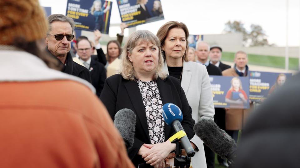 CANBERRA, AUSTRALIA - NCA NewsWire Photos - AUGUST 2, 2023: The Australian Education Union launches a national campaign today outside Parliament House in Canberra to secure the full funding of public schools. Picture: NCA NewsWire / David Beach