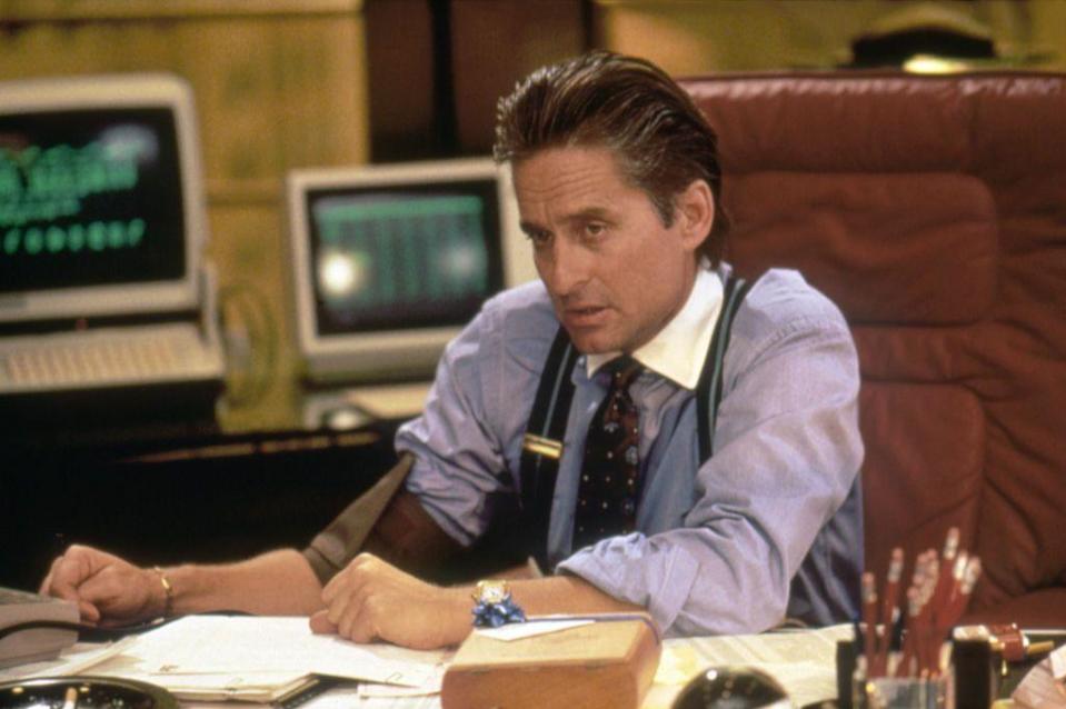 Michael Douglas en el rol de Gordon Gekko.