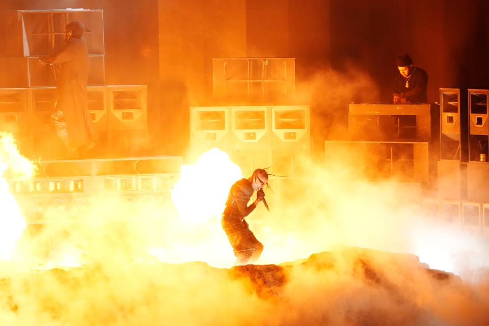 Travis Scott performs during the 66th Annual Grammy Awards.