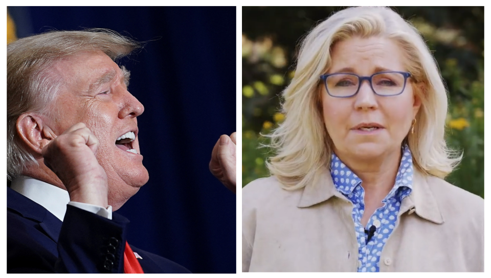 前美國總統川普（Donald Trump）與 美國眾議員麗茲‧錢尼（Liz Cheney）。(新頭殼合成)   圖：路透社及 Liz_Cheney 推特