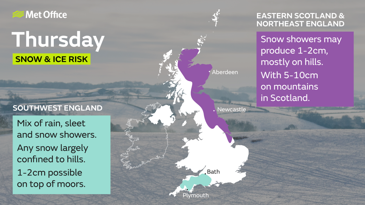 There is the chance of widespread overnight frosts for much of the UK in the coming days and a risk of snow to northern Scotland and parts of northeast England (The Met Office)