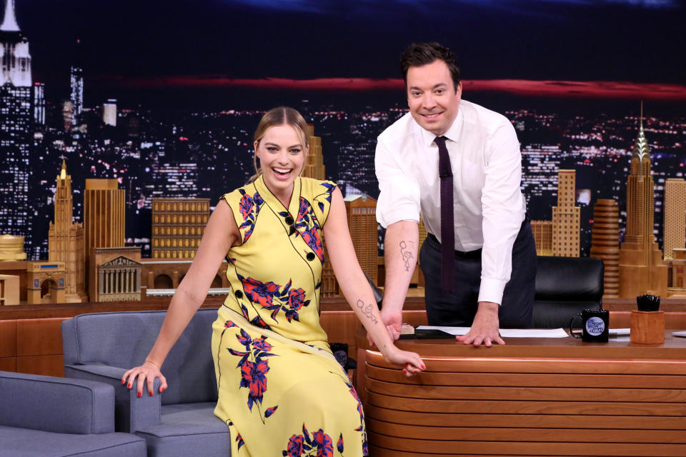 Margot Robbie and Jimmy Fallon on  "The Tonight Show"