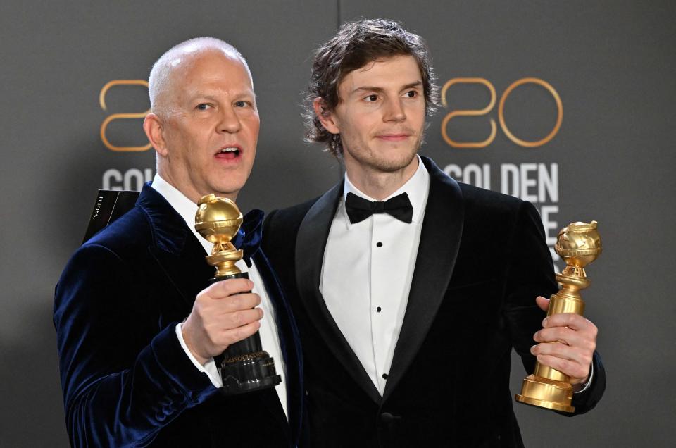 Ryan Murphy, the Carol Burnett Award winner and producer of the Netflix series "Dahmer: Monster - The Jeffrey Dahmer Story," shares the winner's circle with Evan Peters, who won the Golden Globe Tuesday night for best actor in a limited series, anthology series or television motion picture for playing the title character in "Dahmer."