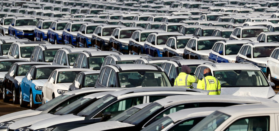 Thousands of new cars lined-up at a compound near Sheerness in Kent. New car sales sunk to a six-year low in 2019 due to low consumer confidence and uncertainty over the treatment of diesel vehicles, the automotive industry has said. (Photo by Gareth Fuller/PA Images via Getty Images)