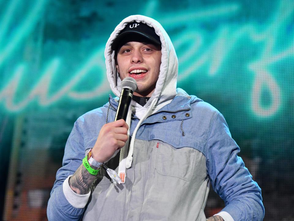 Pete Davidson performs onstage at the Colossal Stage during Colossal Clusterfest.