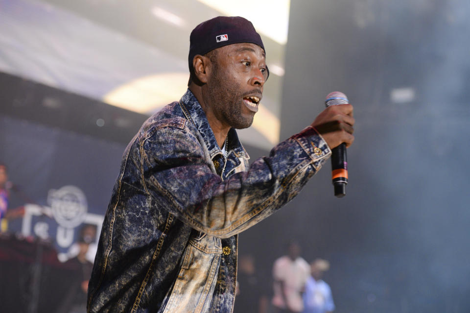 FILE - Black Rob performs at the 2015 Hot 97 Summer Jam on June 7, 2015, in East Rutherford, N.J. The rapper, known for his hit "Whoa!" and key contributions to Diddy's Bad Boy Records in the 1990s and early 2000s, has died. He was 52. Black Rob died Saturday, April 17, 2021, in Atlanta, according to longtime friend and former labelmate Mark Curry. (Photo by Scott Roth/Invision/AP, File)