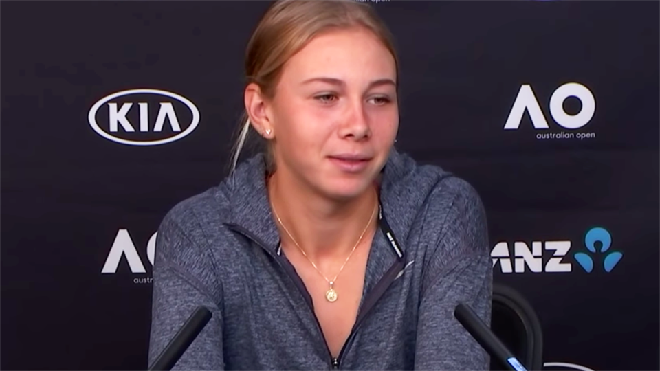 Amanda Anisimova, pictured here in an Australian Open press conference.