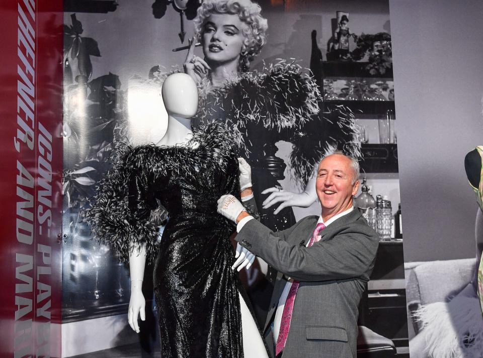 Martin Nolan, executive director, CFO and a principal of Julien's Auctions, shows the burial crypt located near those of the late Marilyn Monroe and Hugh Hefner at NYA Studios East in Los Angeles on March 28, 2024.