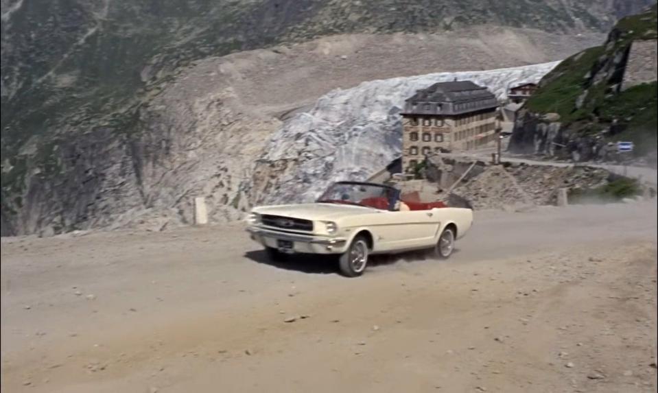 The Ford Mustang makes its big screen debut in the 1964 James Bond film Goldfinger