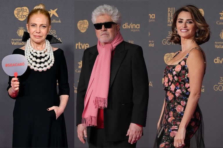 De Cecilia Roth, elegante y con una contundente consigna, a Pedro Almodóvar y Penélope Cruz, todas las figuras del cine iberoamericano pasan por la alfombra rosa de los Premios Goya 2024