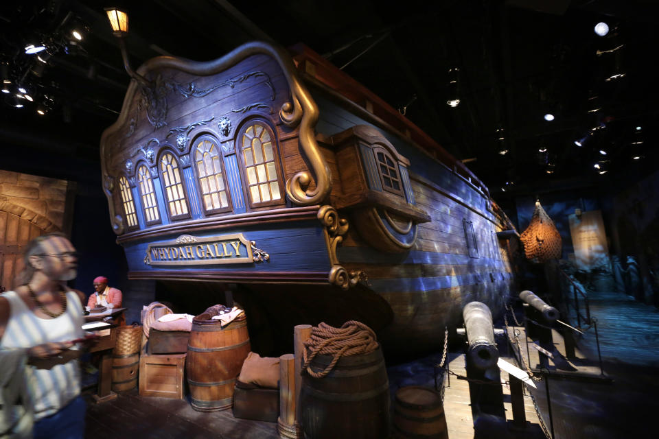 A life-size replica of the hull of the pirate ship Whydah Gally is displayed at the Whydah Pirate Museum, in Yarmouth, Mass. (Photo: ASSOCIATED PRESS)