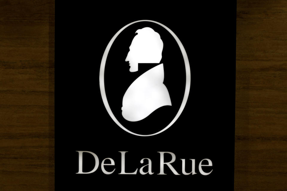 The corporate logo of De La Rue is seen at De La Rue Malta at Bulebel Industrial Estate in Zejtun, Malta April 24, 2018. REUTERS/Darrin Zammit Lupi