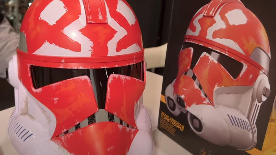 The Ahsoka's Clone Trooper helmet and box being shown off at the Hasbro display booth