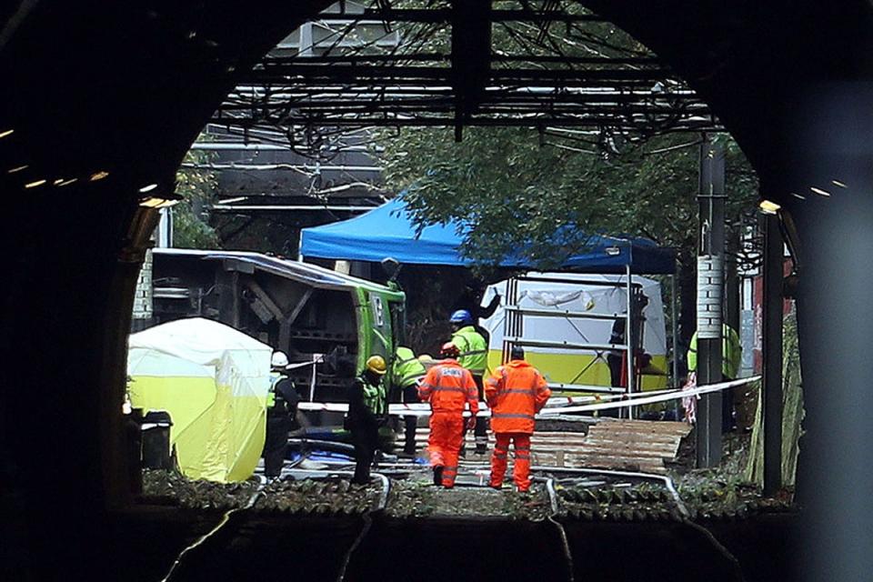 The scene of the Croydon tram disaster (PA Archive)