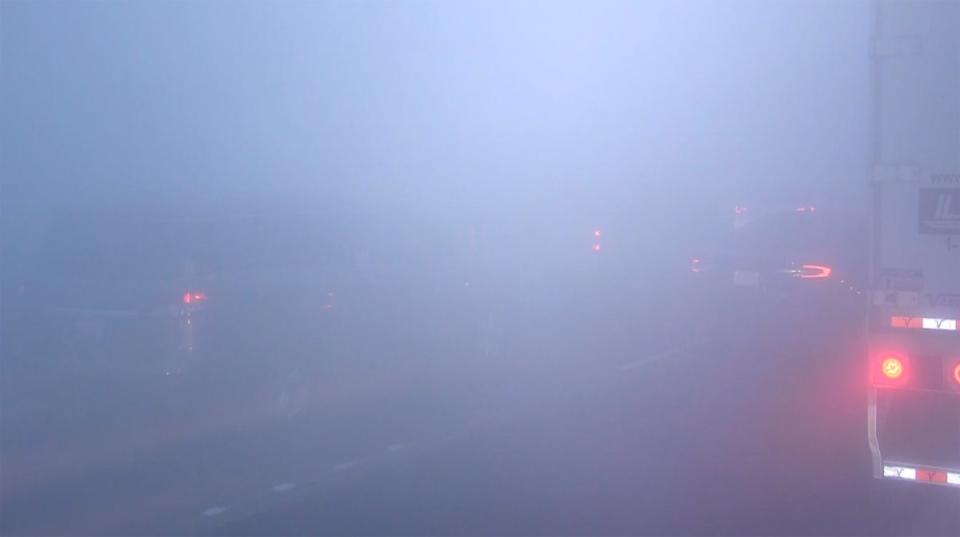 Traffic is at a standstill as a mixture of smoke and fog, known as ‘super fog’ closed Interstate 10 in Louisiana on Tuesday, Nov. 7, 2023. (AP)