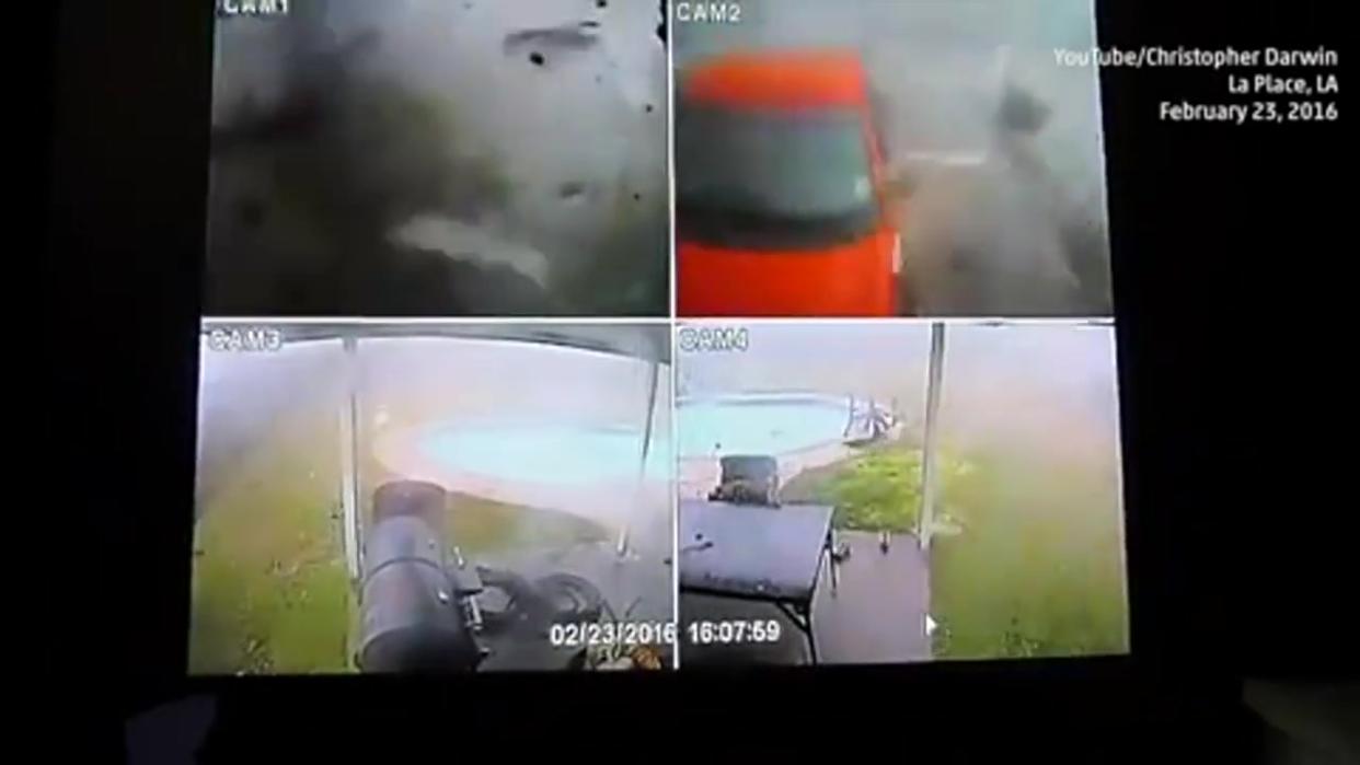 Security Cams Capture Destruction of Louisiana Tornado