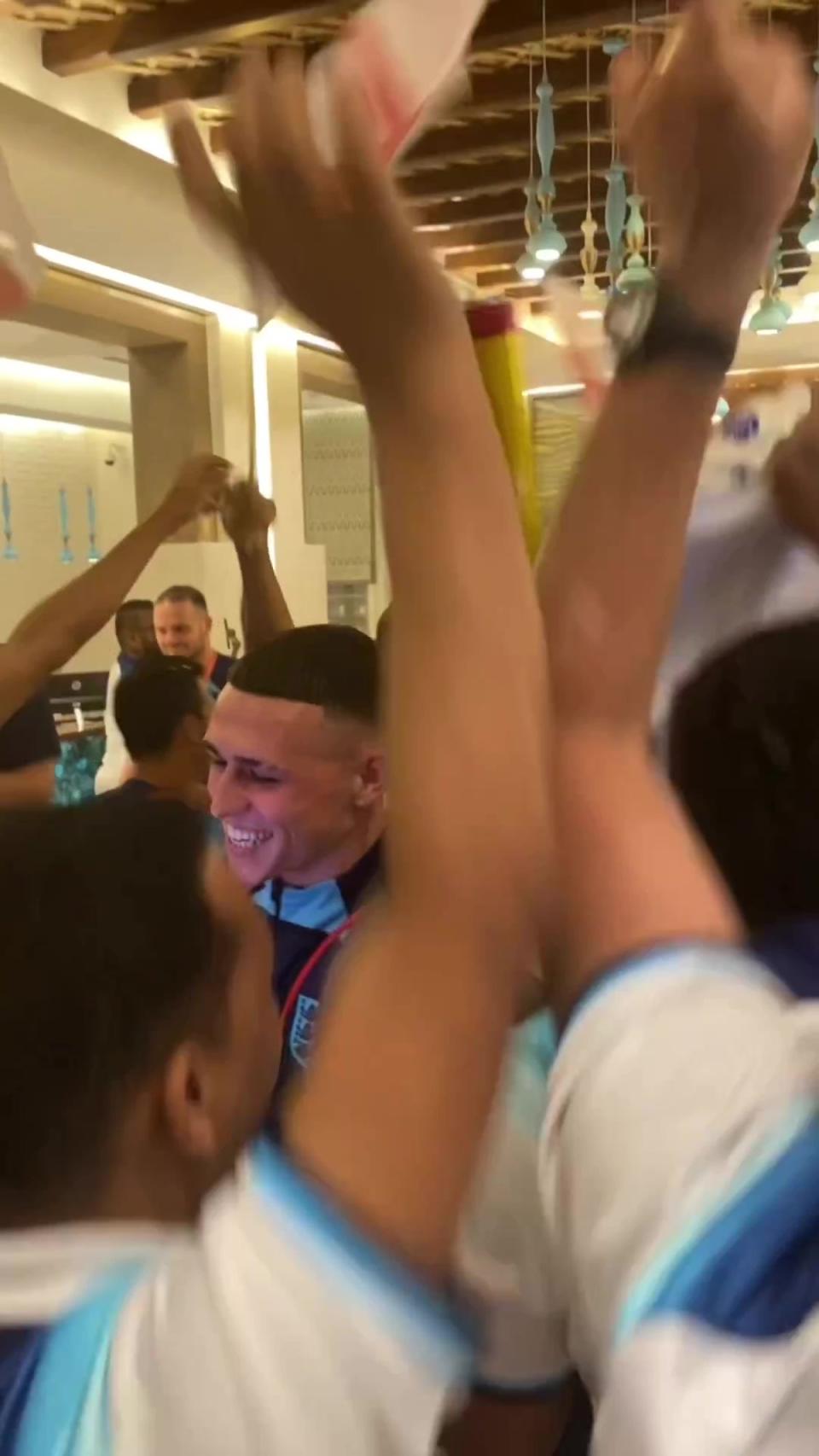 The England players are welcomed back to their hotel after beating Senegal (Instagram)