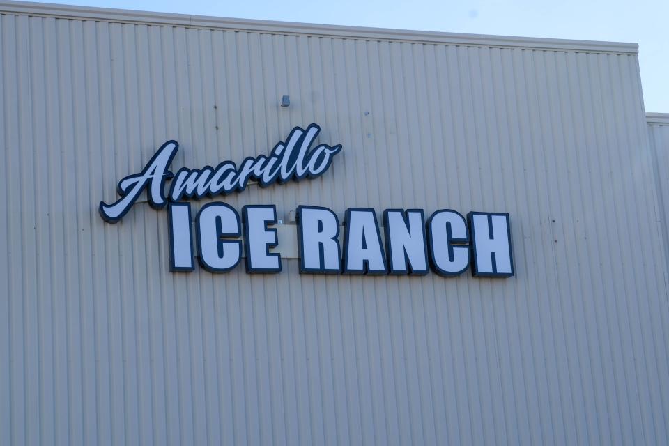 The new Amarillo Ice Ranch signage that earned a Center City of Amarillo Façade Grant, totaling $7,000 for the facility, Tuesday, Nov. 16.