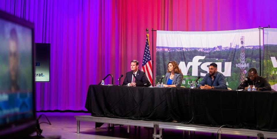 Mayoral candidates participate in a forum hosted by the Tallahassee Democrat, WFSU and the League of Women Voters on Wednesday, July 6, 2022 in Tallahassee, Fla. 