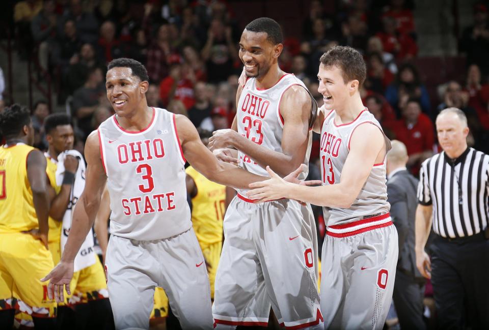 Ohio State&#8217;s C.J. Jackson, left, and Andrew Dakich, right, shown with Keita Bates-Diop in 2018, could end up as teammates again this summer with Big X in The Basketball Tournament.