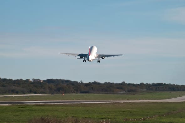 passenger airplane takeoff  ...