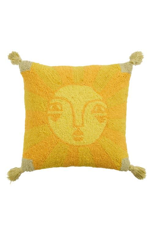 18)  Emuna Hook Wool & Cotton Accent Pillow in Yellow