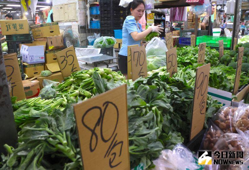▲颱風來時菜價何時最貴？農糧署統計歷年颱風菜價波動，發現最嬌嫩的「葉菜類」在颱風來的第2周是漲幅巔峰，最高可達339%。（圖／記者陳明中攝）