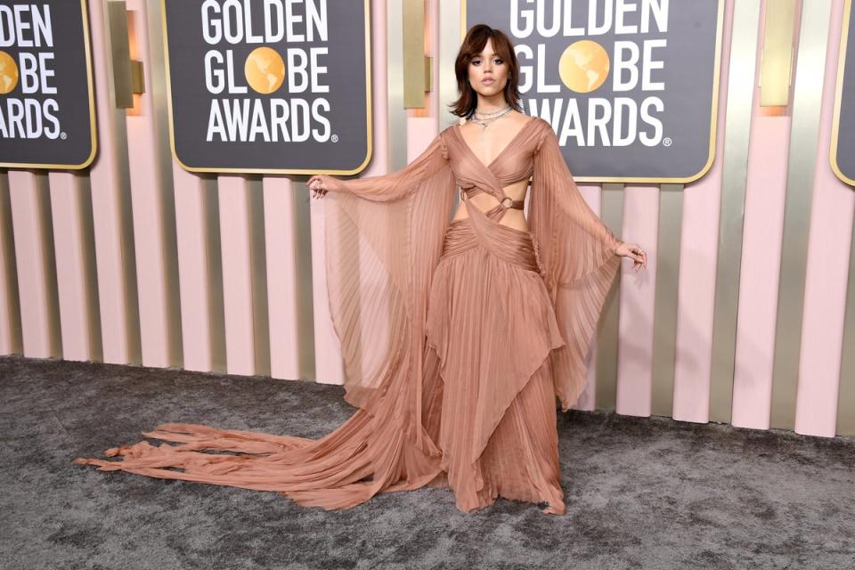 Jenna Ortega entering her Gucci girl era (temporarily) for the Golden Globes (Getty Images)