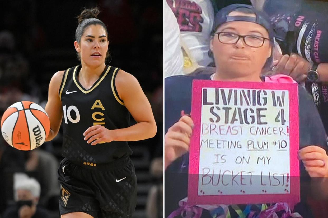 LAS VEGAS, NV -MAY 8: Kelsey Plum #10 of the Las Vegas Aces handles the ball during the game against the Seattle Storm on May 8, 2022 at the Michelob Ultra Arena in Las Vegas, Nevada. NOTE TO USER: User expressly acknowledges and agrees that, by downloading and or using this photograph, User is consenting to the terms and conditions of the Getty Images License Agreement. Mandatory Copyright Notice: Copyright 2022 NBAE (Photo by David Becker/NBAE via Getty Images); https://twitter.com/Kelseyplum10/status/1558280795294273537 Kelsey Plum @Kelseyplum10