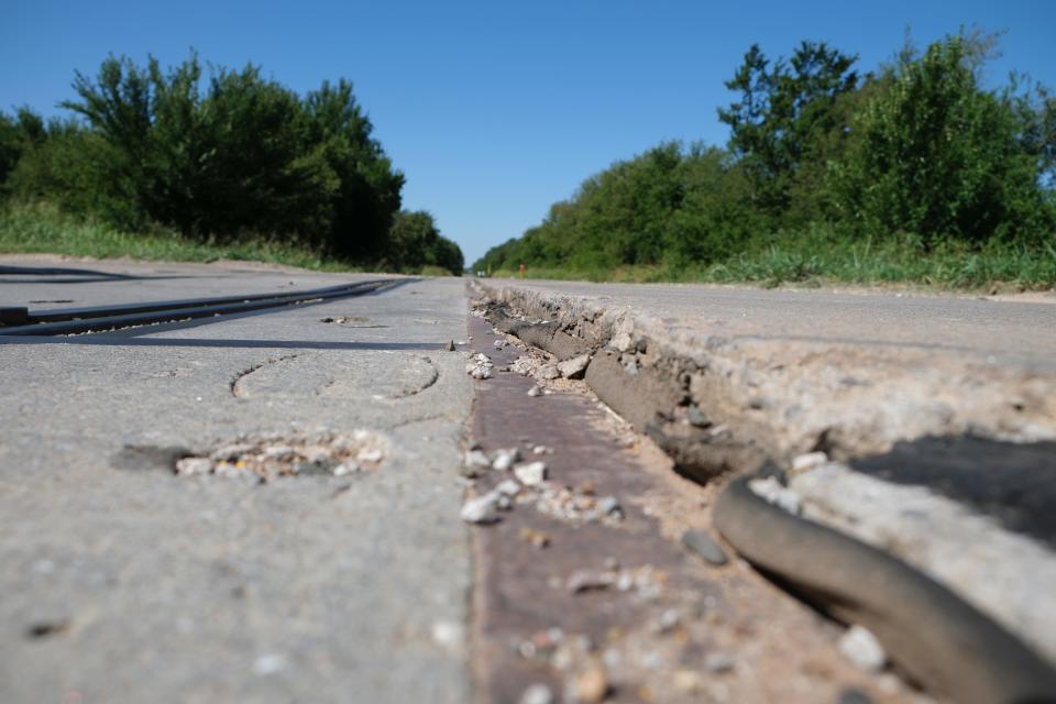 Rough railroad crossing on Sooner Rd. south of NE 23rd St.. Tuesday, Aug. 15, 2023