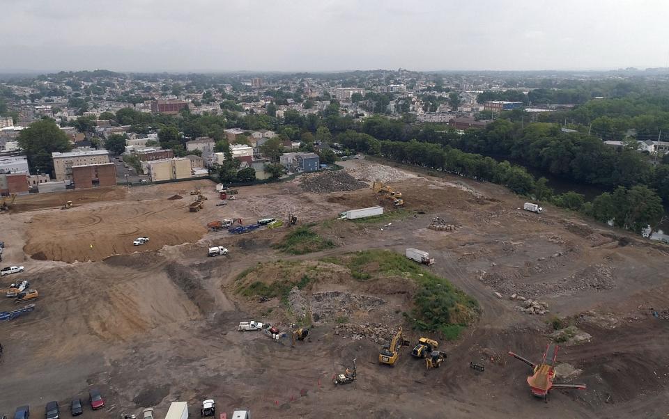 A drone image of the vacant lot on Eighth Street in Passaic on June 26, 2023.