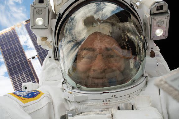 Mark Vande Hei takes space selfie while working on International Space Station